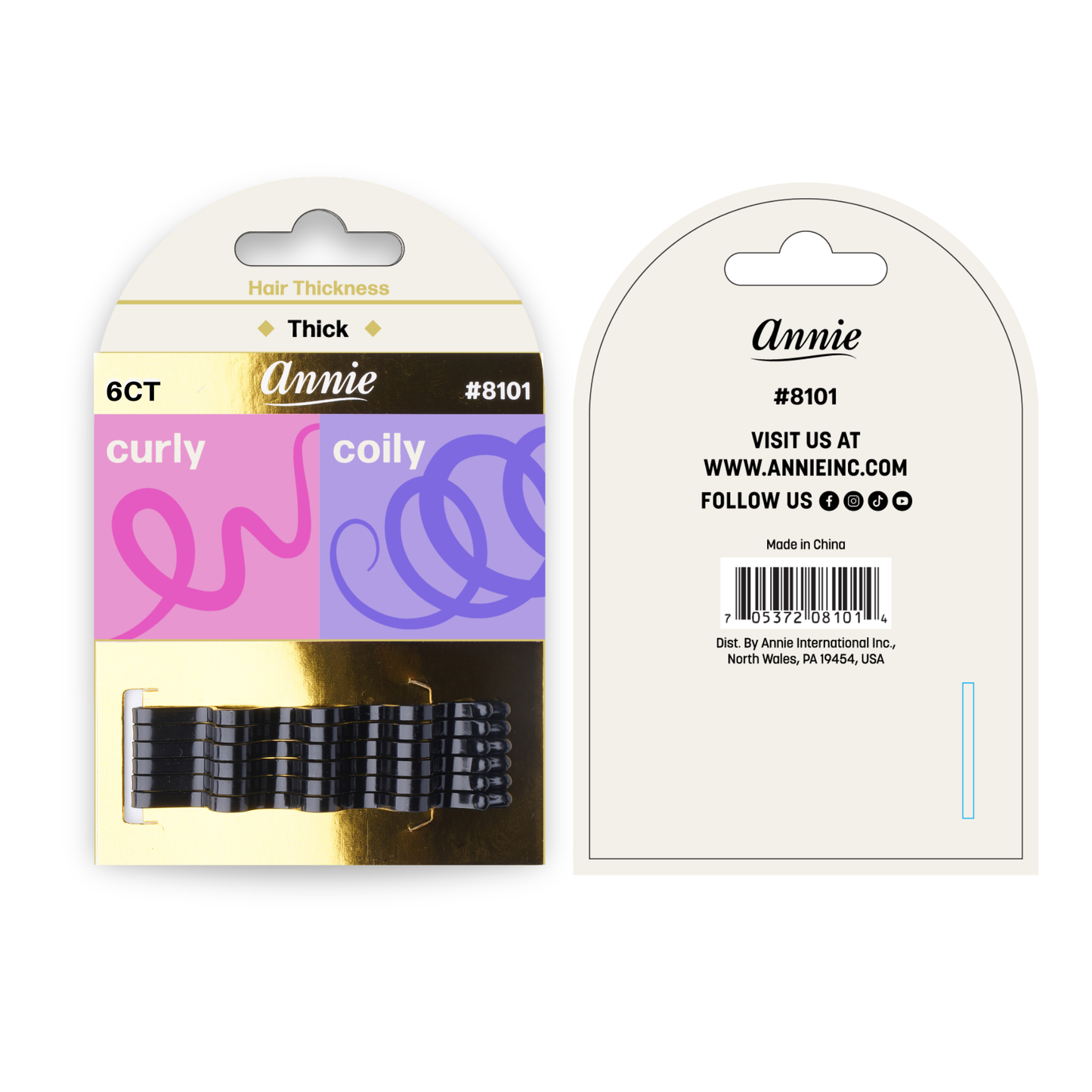 Annie International, Inc. - Annie 6.5cm Big Curve Bobby Pin 6ct Black