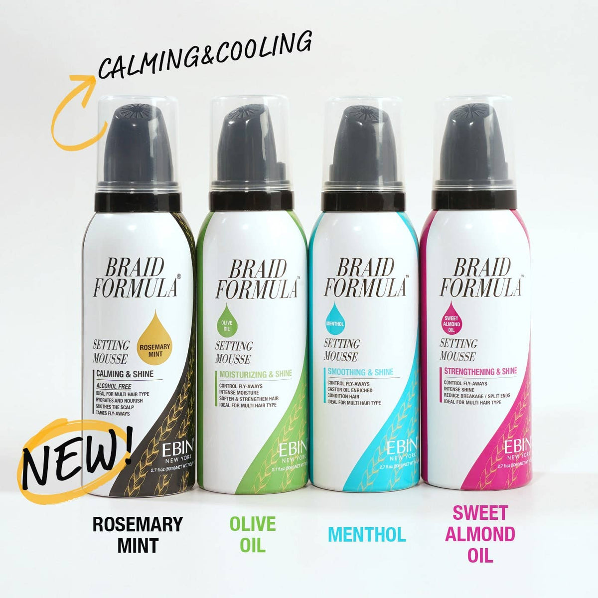 EBIN NEW YORK - SETTING MOUSSE CALMING & SHINE - ROSEMARY MINT: Travel / Mini
