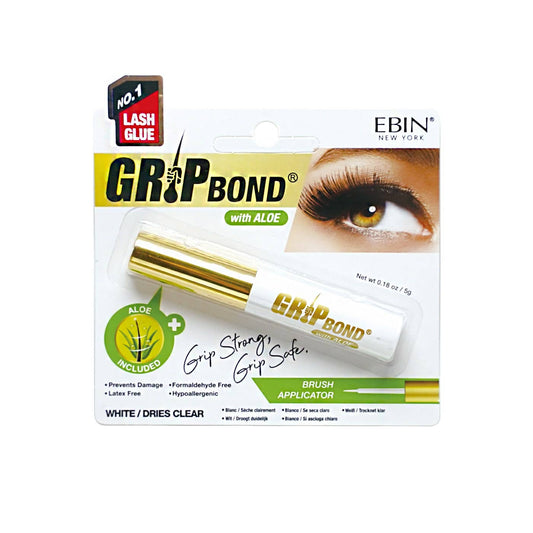 EBIN NEW YORK - GRIP BOND LASH ADHESIVE with ALOE - WHITE / BRUSH