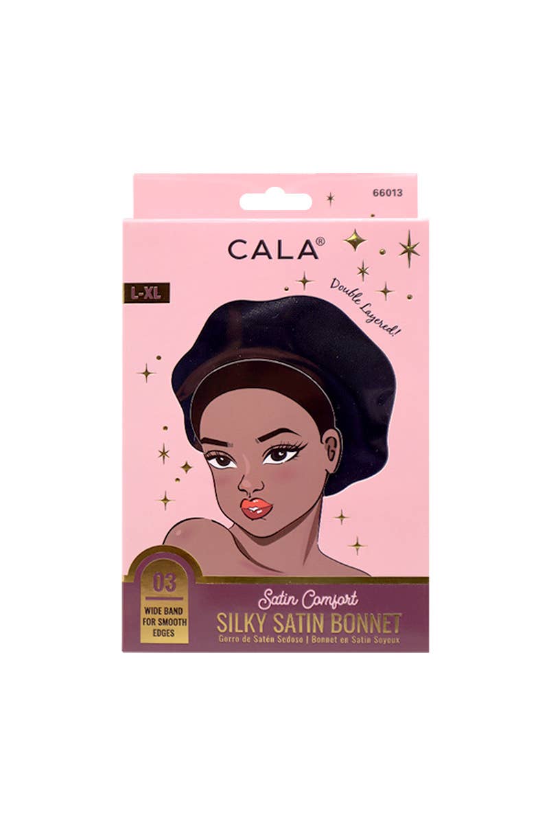 PINEAPPLE Beauty - CALA 66013 Shiny Black Satin Comfort Silky Satin Bonnet
