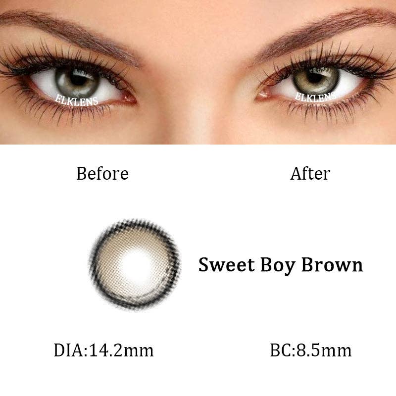 ELKLENS Boy Brown Colored Contact Lenses