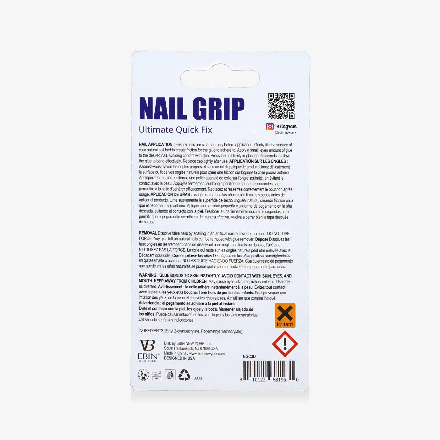 EBIN NEW YORK - Nail Grip: Clear♥Drop