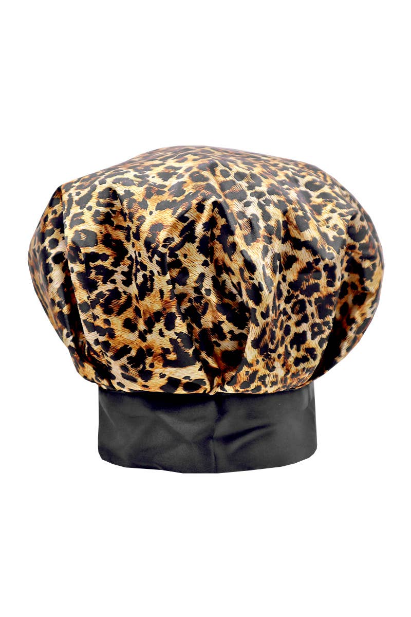 PINEAPPLE Beauty - CALA 66032 Adjustable Tie Silky Satin Bonnet Leopard