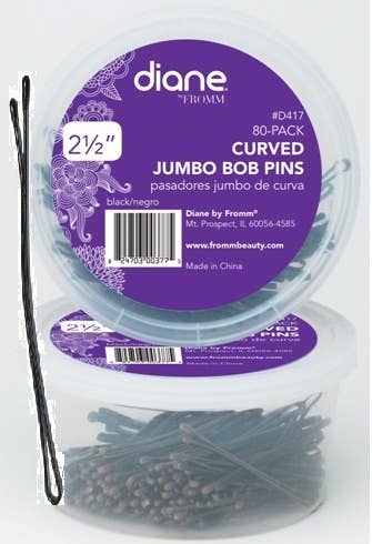 MI Hair Distribution - CURVED JUMBO BOB PINS 2.5" BLACK 80-PACK