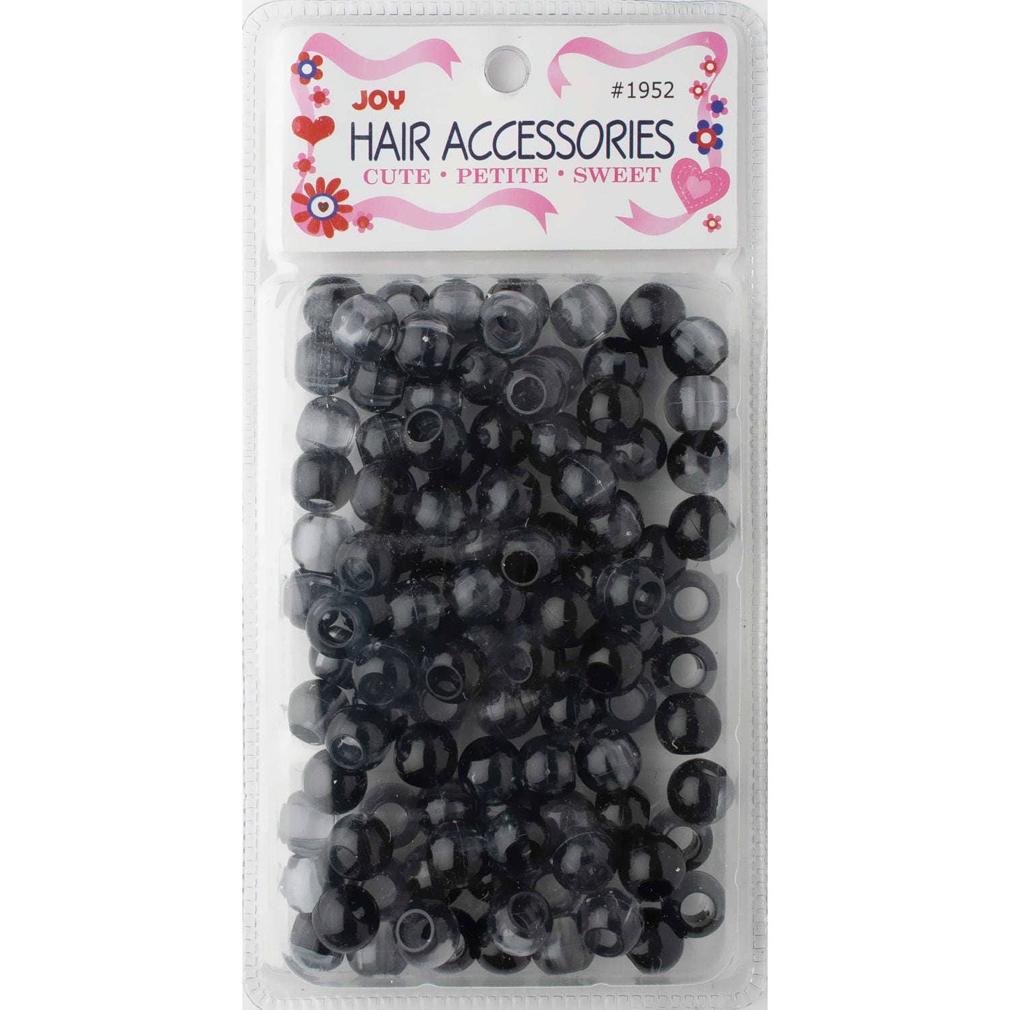 Annie - Joy Round Plastic Beads XL Two Tone Dark Vivid Black