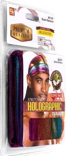 MI Hair Distribution - STRETCHABLE HOLOGRAPHIC DURAG (BLACK RAINBOW)