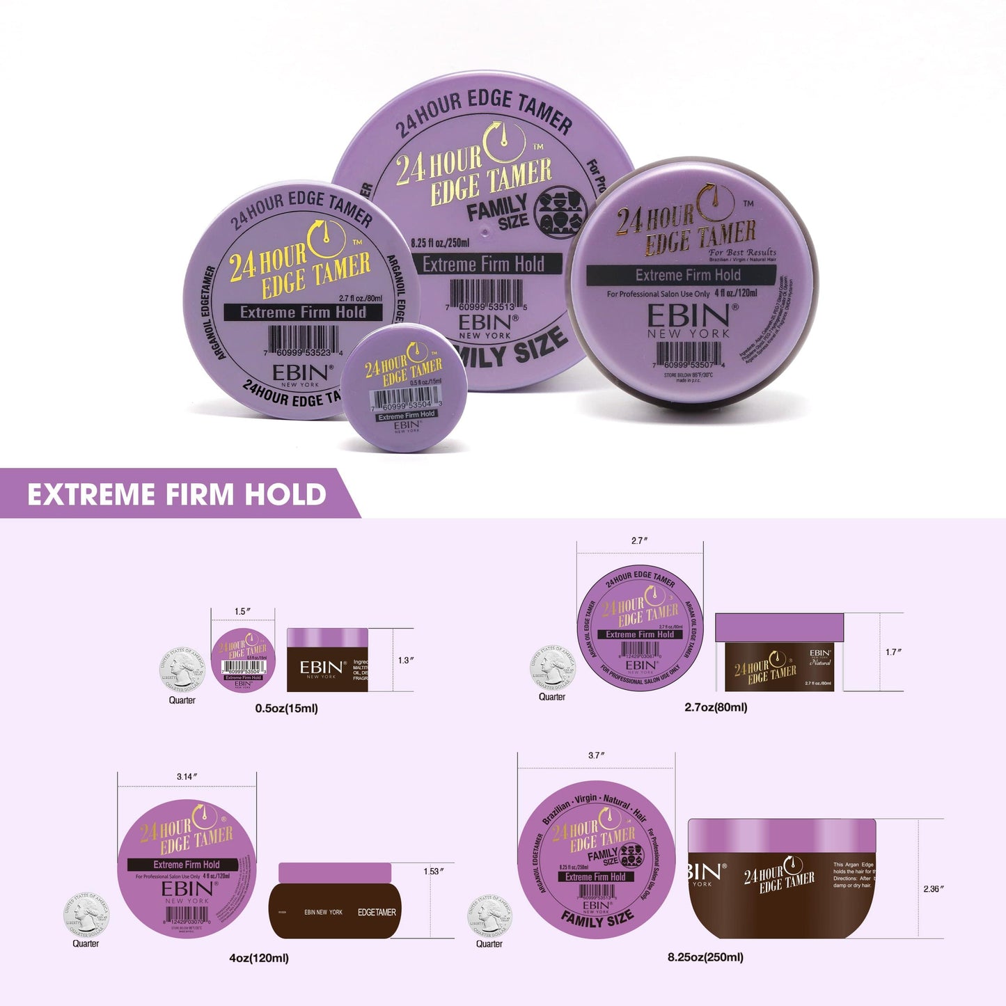 EBIN NEW YORK - 24 Hour Edge Tamer - Extreme Firm Hold 8.25oz/ 250ml