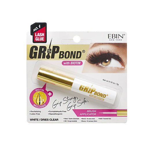 EBIN NEW YORK - GRIP BOND LASH ADHESIVE with BIOTIN - WHITE / BRUSH