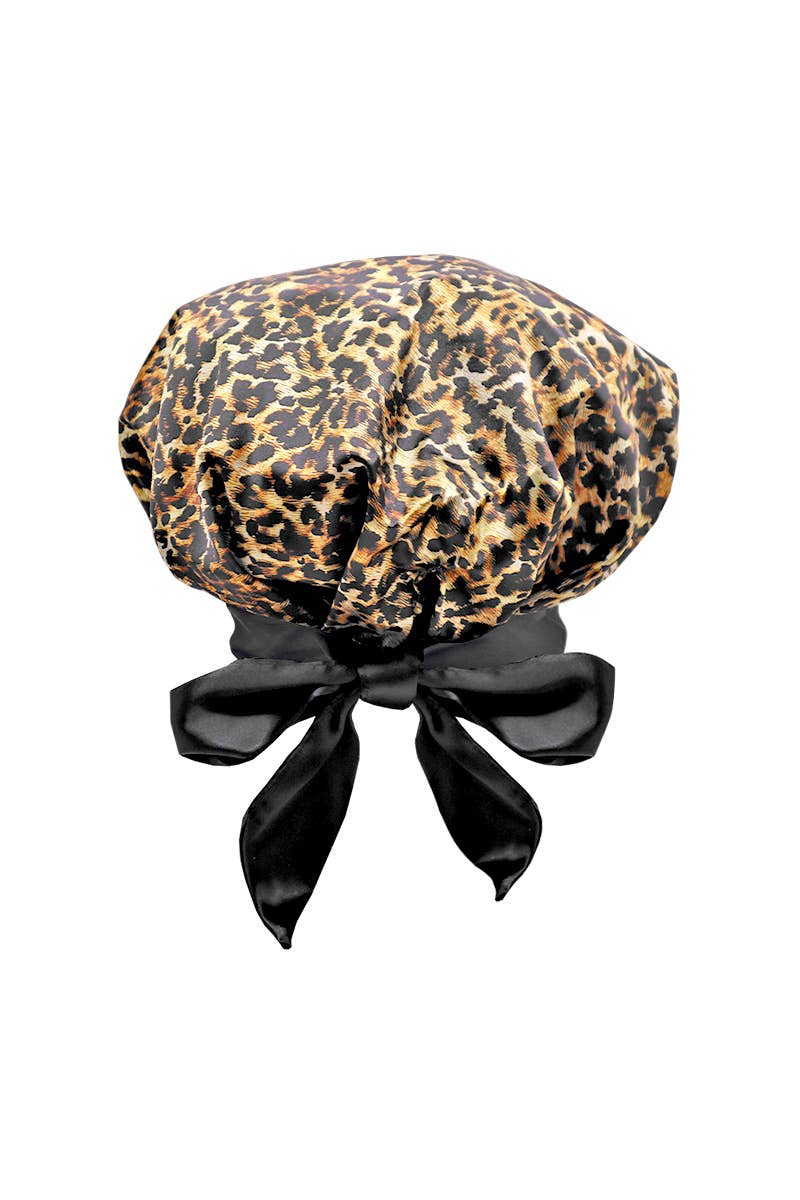 PINEAPPLE Beauty - CALA 66032 Adjustable Tie Silky Satin Bonnet Leopard