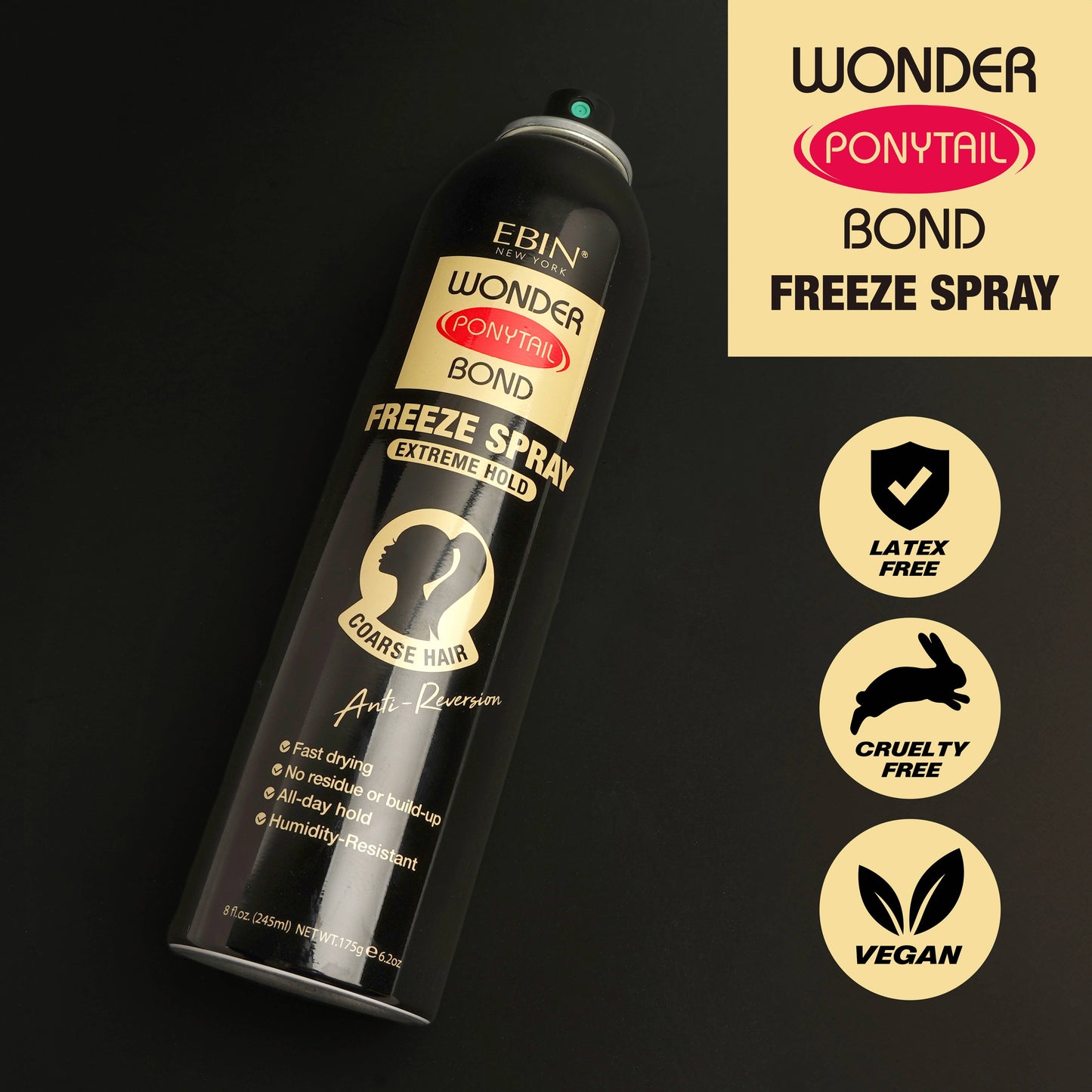EBIN NEW YORK - Wonder Ponytail Bond Freeze Spray - Extreme Hold 8oz/ 245ml