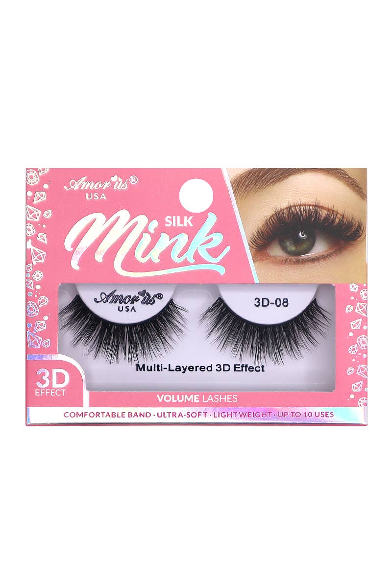 PINEAPPLE Beauty - AMORUS 3D-08 Silk Mink Volume Eyelashes - 12pcs