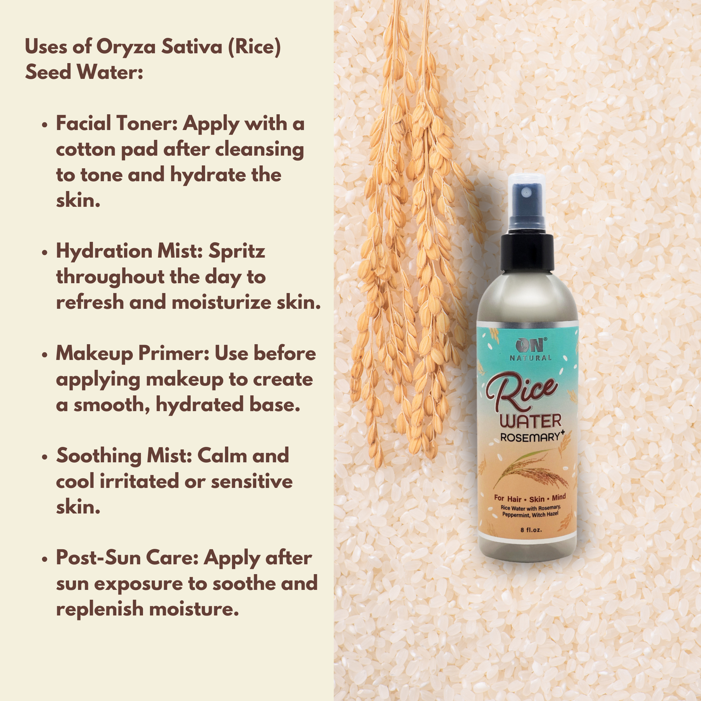 ON Natural USA - ON NATURAL - Rice Water [Rosemary] 8oz: 8oz