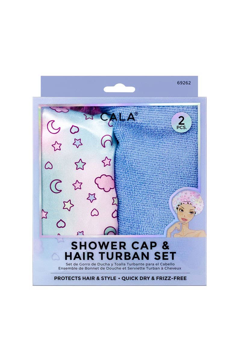 PINEAPPLE Beauty - CALA 69262 Star Moon 2pc Shower Cap & Hair Turban Set
