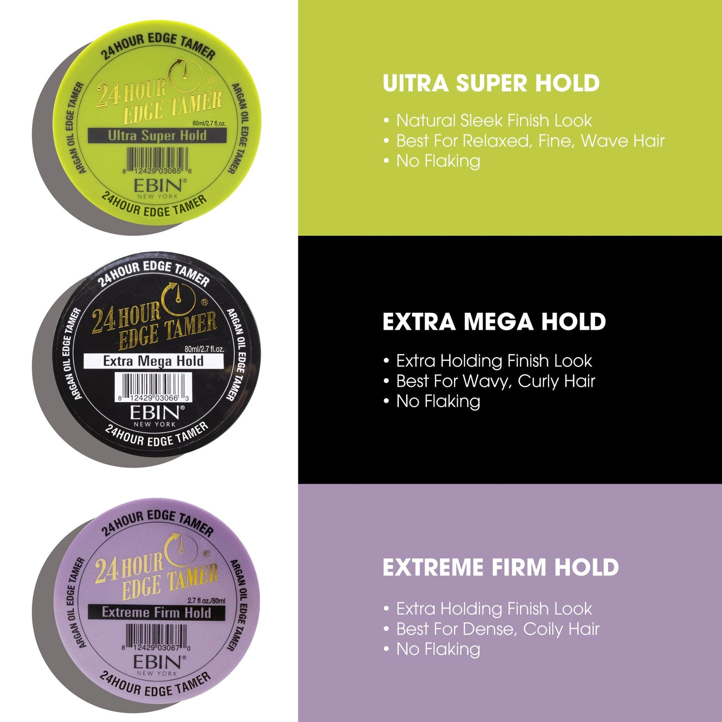 EBIN NEW YORK - 24 Hour Edge Tamer - Extreme Firm Hold 8.25oz/ 250ml
