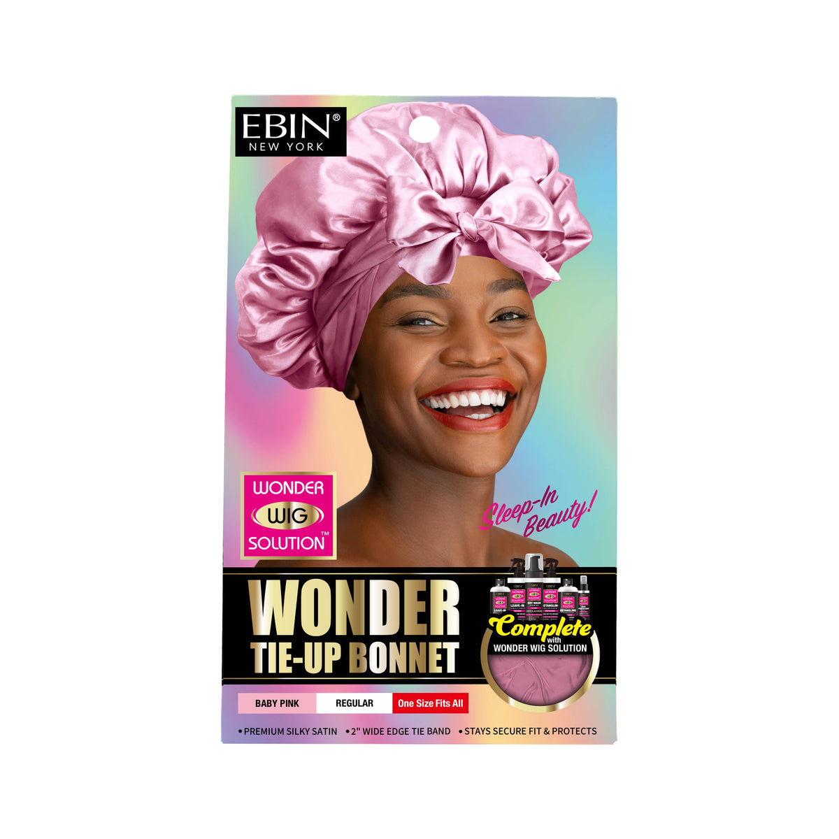 EBIN NEW YORK - Wonder Wig Tie-Up Bonnet - Baby Pink: Extra Long