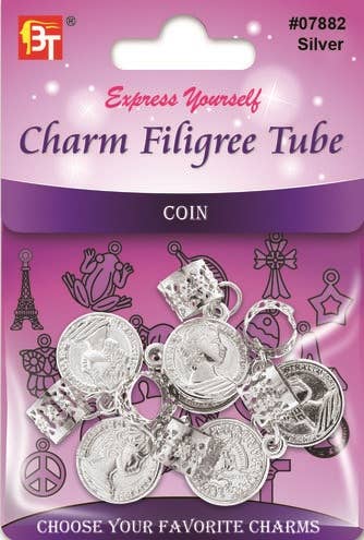 MI Hair Distribution - BRAID JEWELRY CHARMS-COIN - SILVER