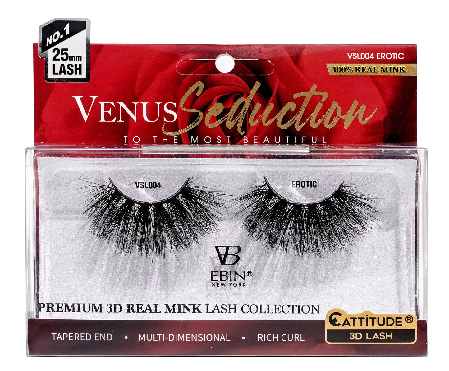 EBIN NEW YORK - Venus Seduction 25mm Real Mink 3D Lashes: Cherish