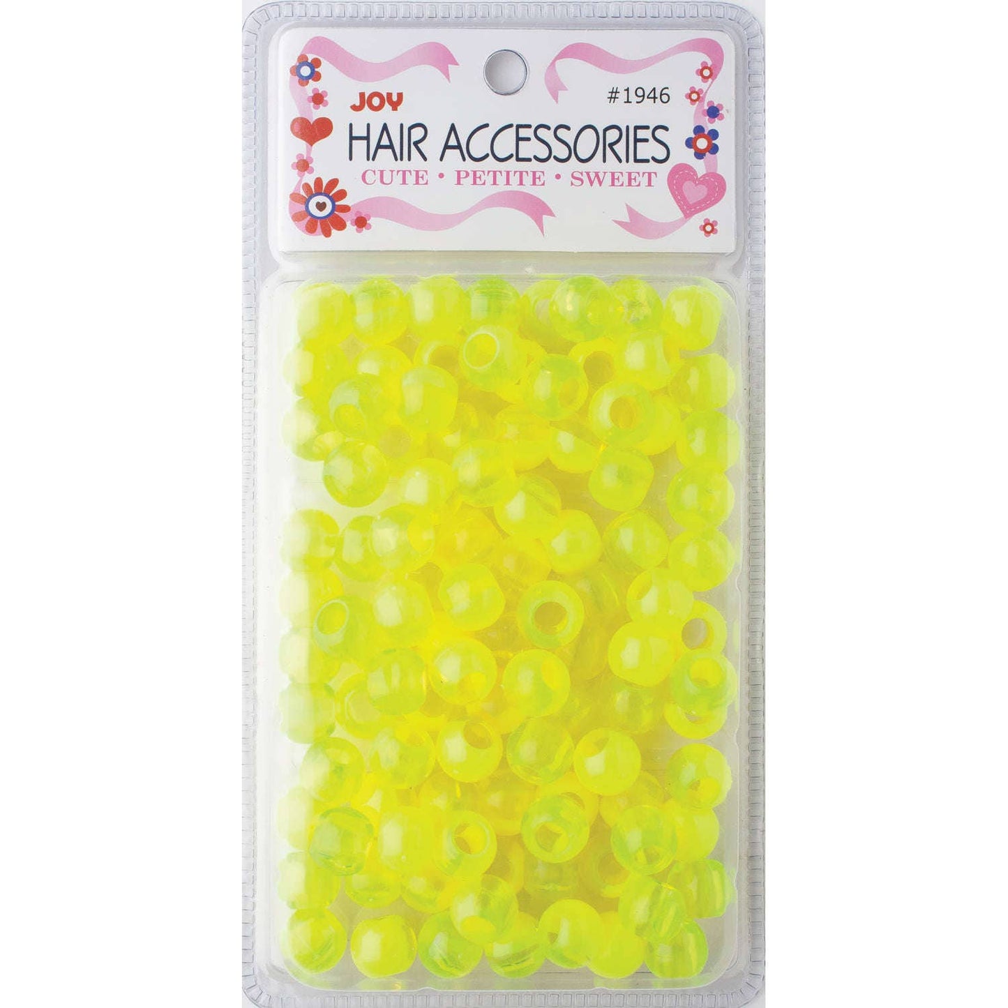 Annie - Joy Round Plastic Beads XL Two Tone Vivid Neon Yellow