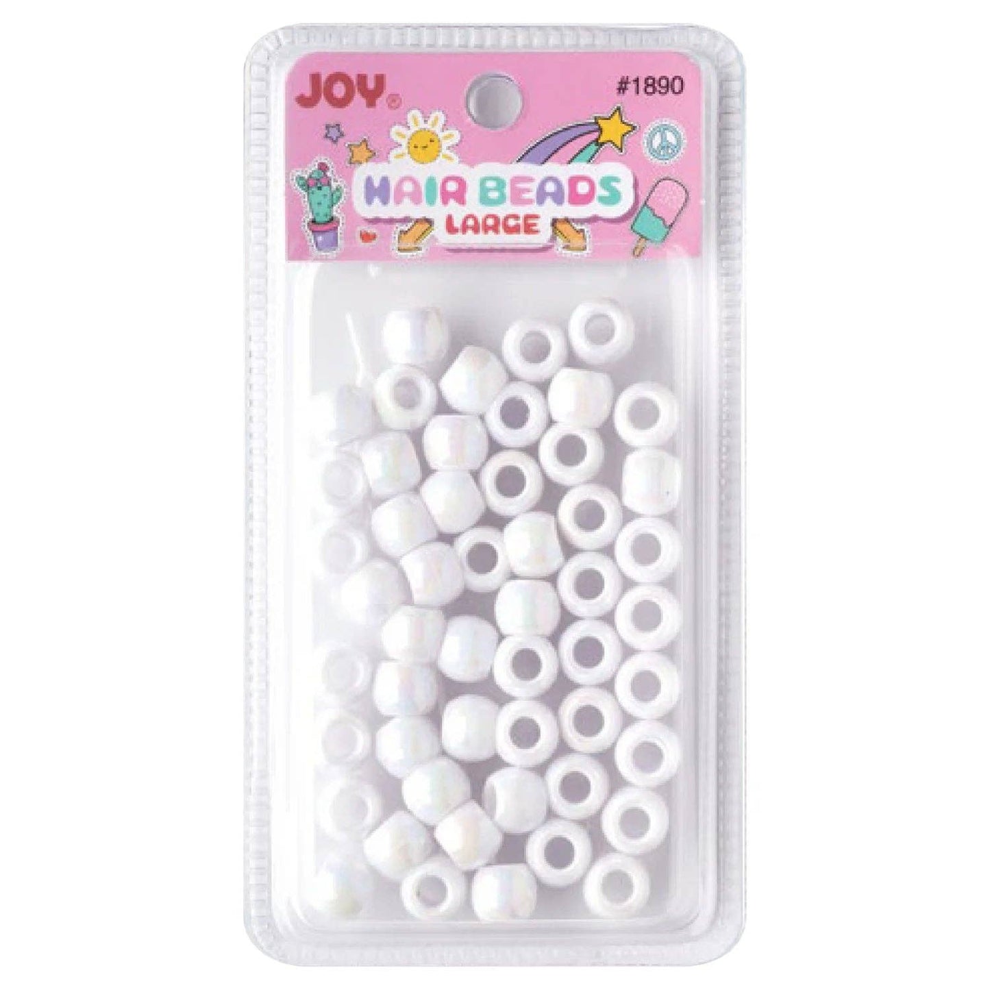 Annie - Joy Large Hair Beads 50Ct White