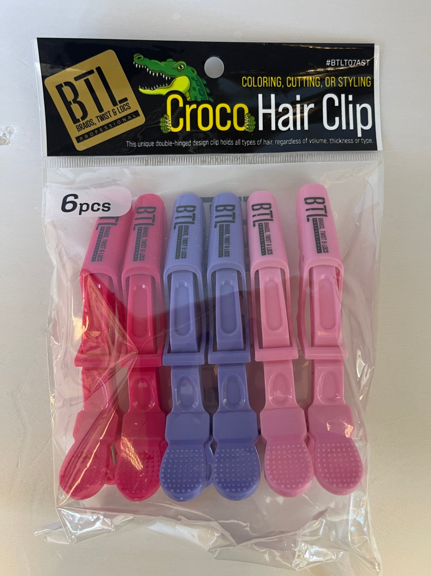 BTL - CROCO HAIR CLIP ASSORTED - 6P PCS/PACK