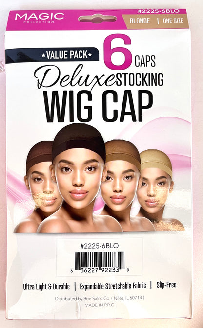 MAGIC COLLECTION Deluxe Stocking WIG CAP - 6 PK