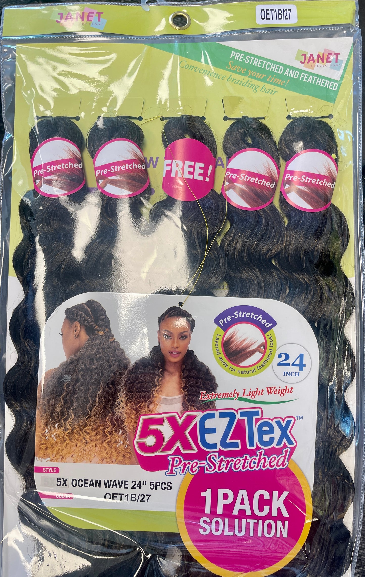 JANET 5X OCEAN WAVE - EZ TEX- PRE-STRETCHED - 24'' -5PCS