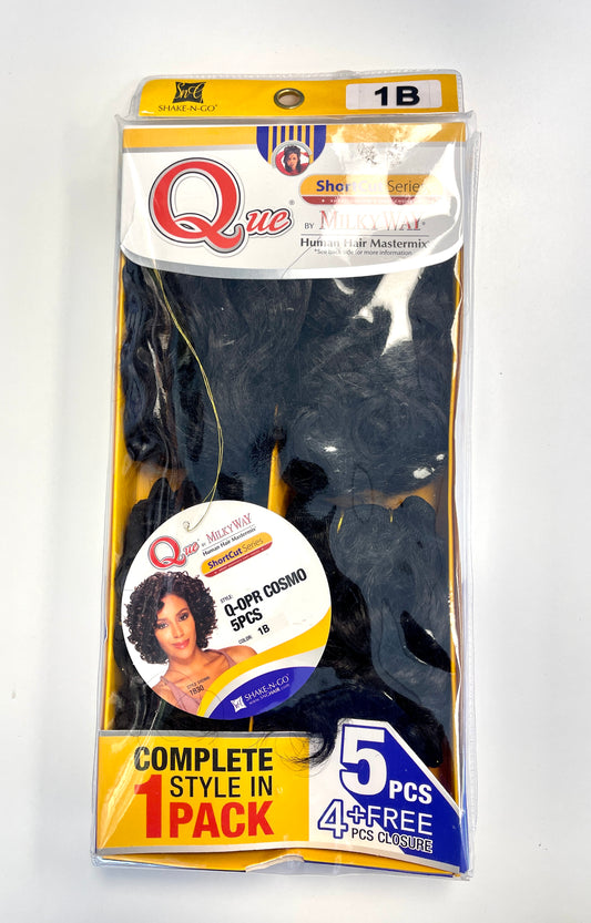 SHAKE-N-GO - QUE - MILKY WAY - 100% HUMAN HAIR-5PCS CLOSURE - 1B