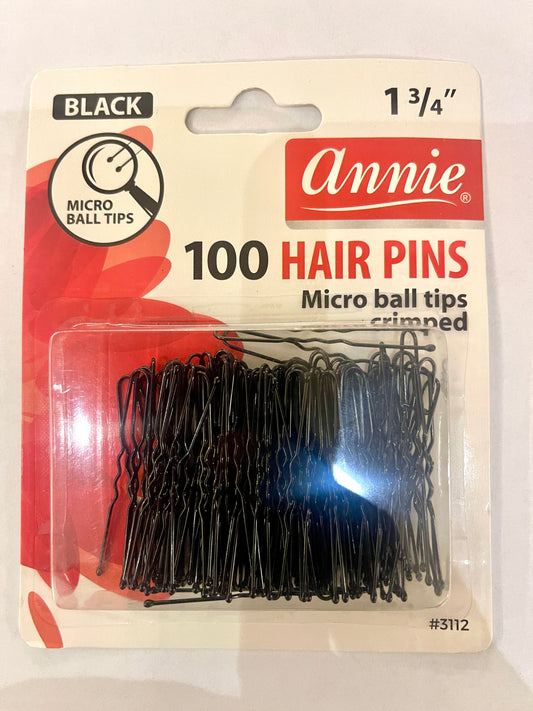 ANNIE BLACK - 100 HAIR PINS - MICRO BALL TIPS CRIMPED
