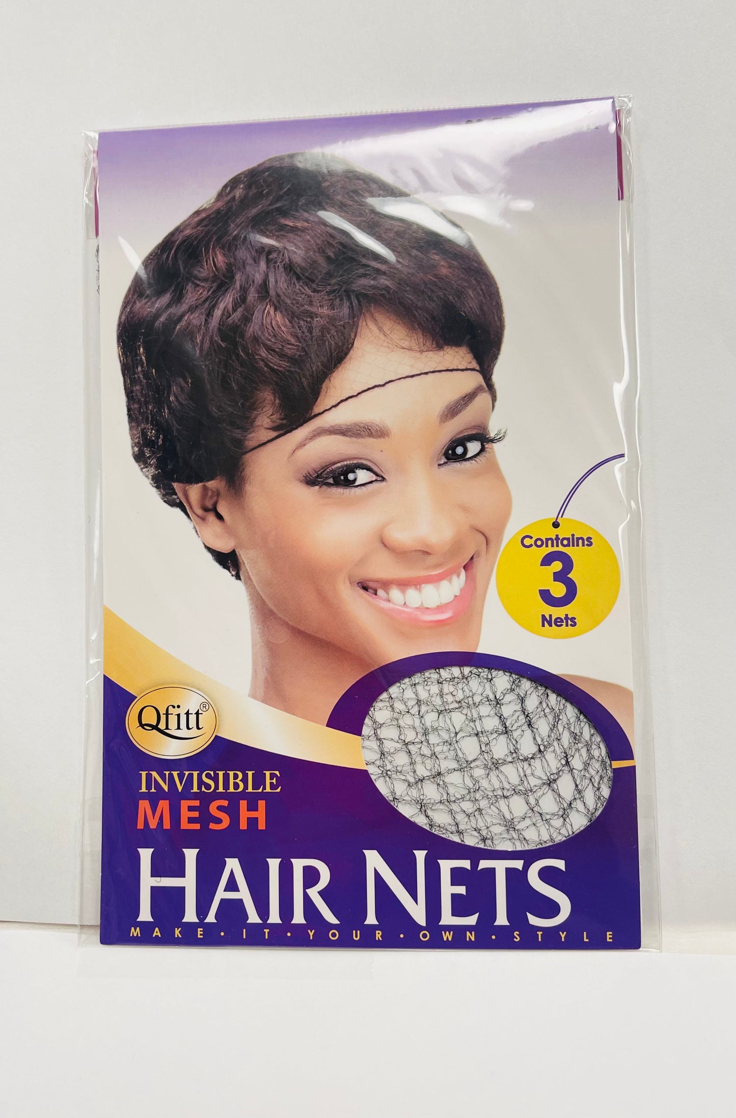 Qfitt 505 Black Invisible Mesh Hair Nets (3Pack)