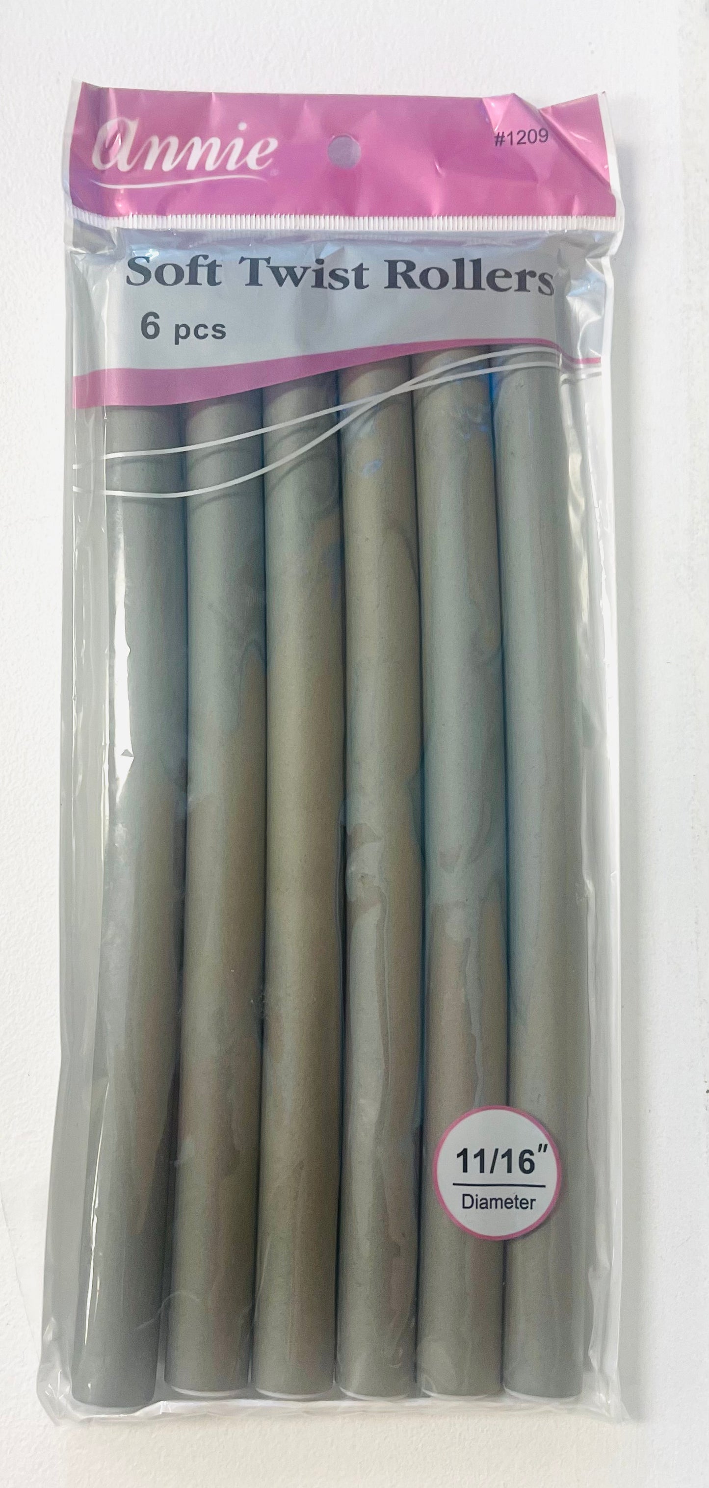 Annie Soft Twist Rollers Grey 6 pieces