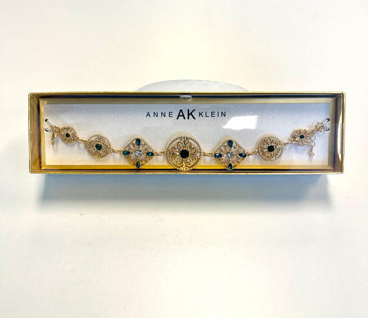 ANNE AK KLEIN - GOLD BRACELET WITH DIAMOND AND PEAR GREEN MARBLES