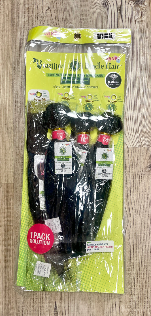 JANET - BRAZILIAN BUNDLE HAIR - 3PCS - VIRGIN REMY- STRAIGHT