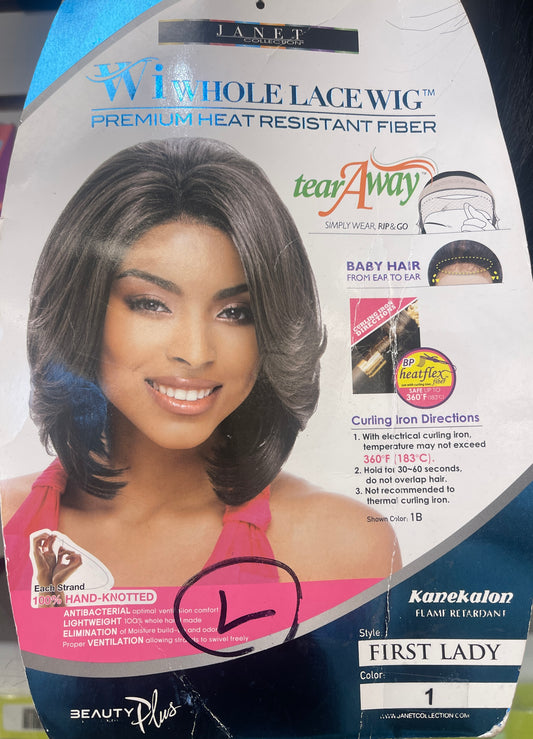 JANET - WIWHOLE LACE WIG - PREMIUM HEAT RESISTANT FIBER - 1B