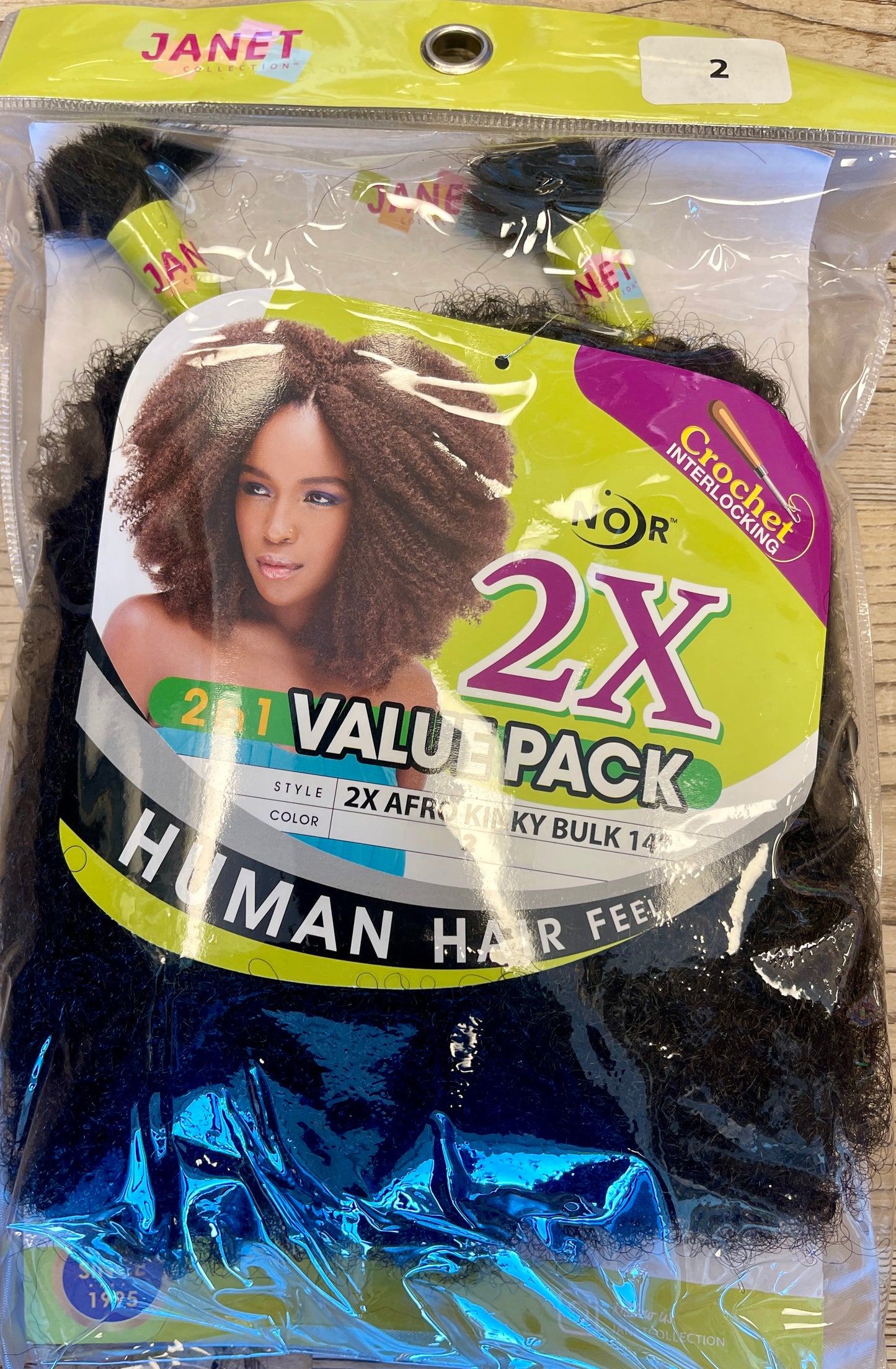 JANET-NOIR-2X-AFRO KINKY BULK-2 IN 1-14''