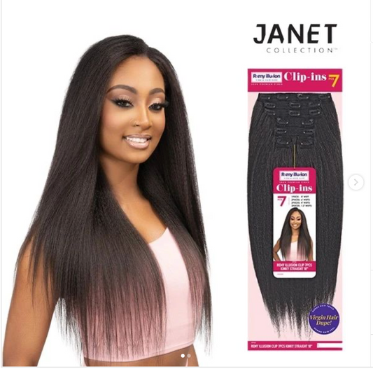 JANET-REMY ILLUSION-CLIP-INS-VIRGIN HAIR DUPE-7PCS-18''