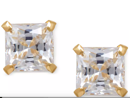 C * C -Double - square studs - Earrings-Zirconium-1 pair