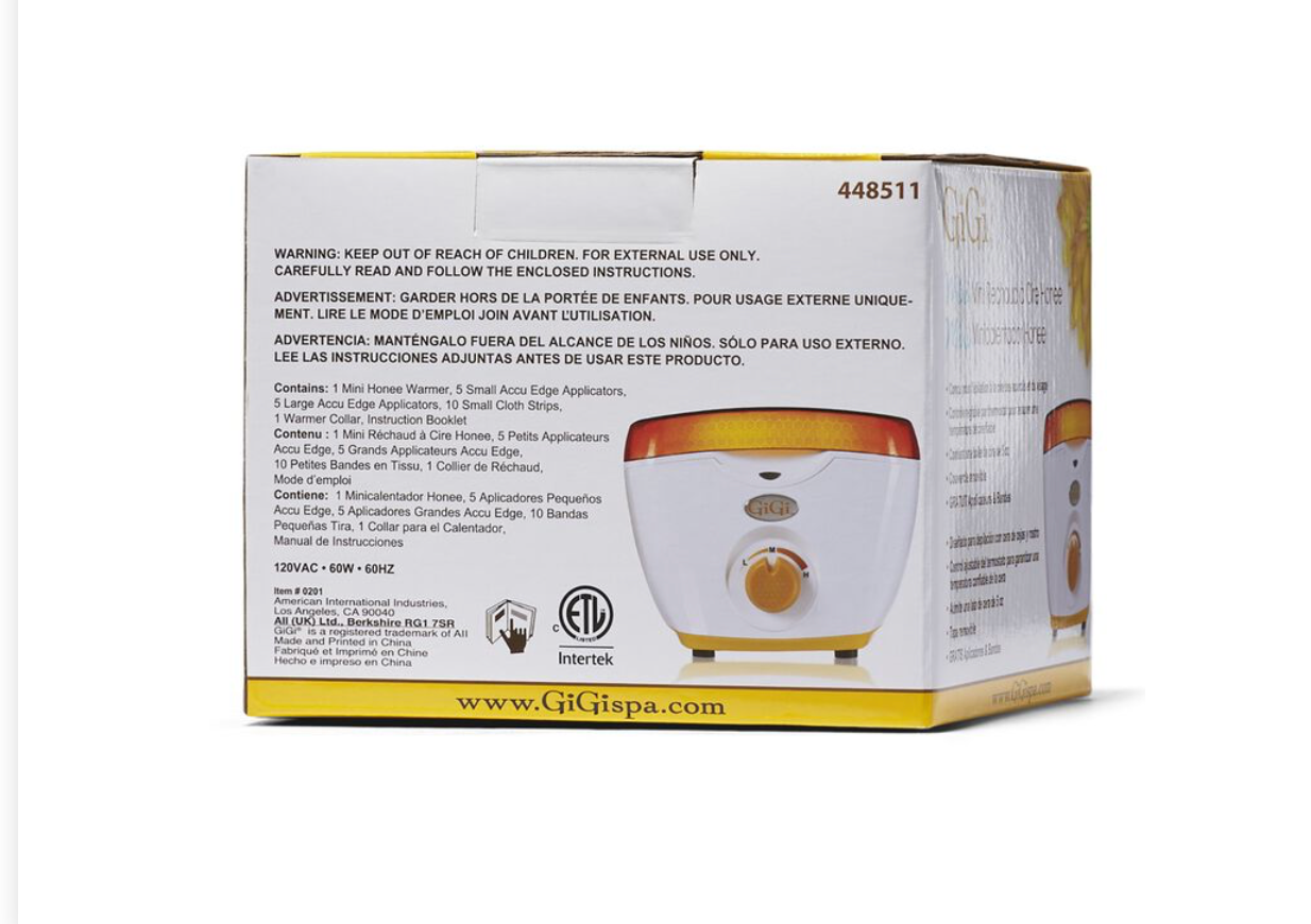 GIGI-MINI-HONEE-WARMER-WITH FREE WAX APPLICATORS & STRIPS