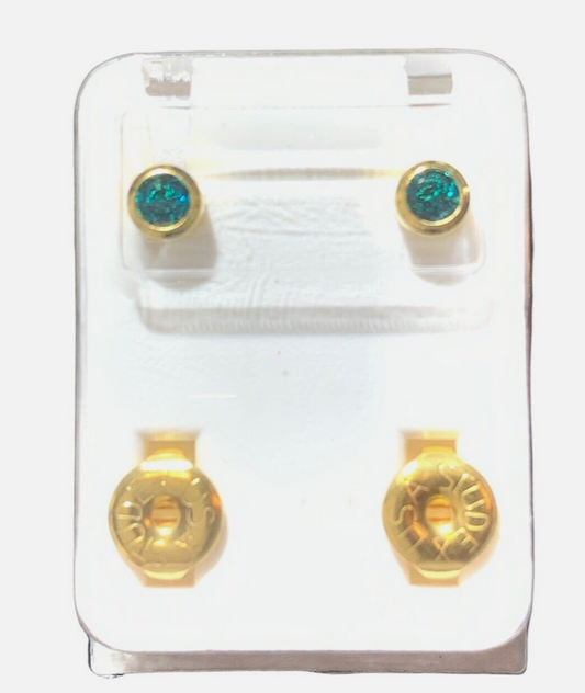 STUDEX-Birthstone-Bezel-Set-Gold Plated-Earrings