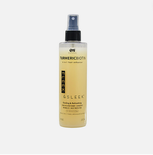 ON NATURAL-FLEEK & SLEEK- 4-IN-1-HAIR ENHANCER -TURMERIC-BIOTIN - 8 OZ