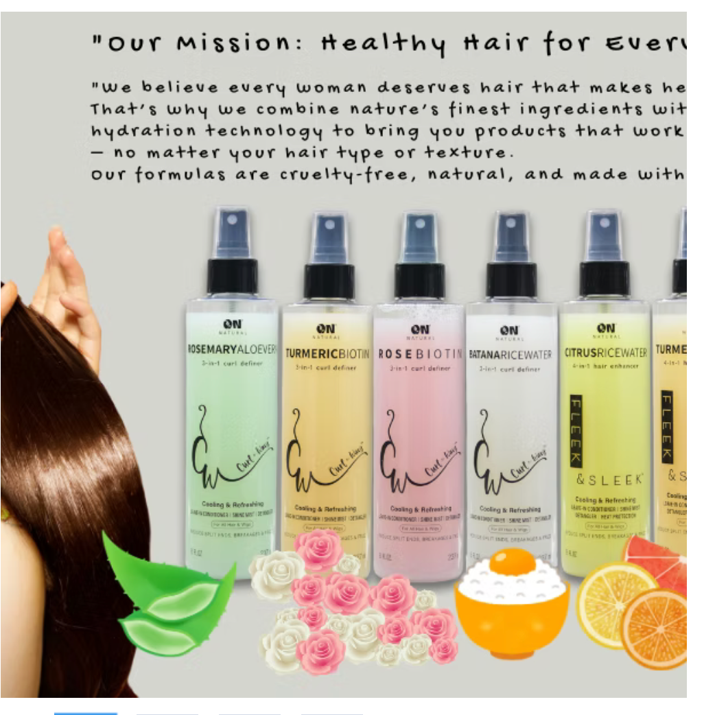ON NATURAL - HAIR ENHANCER -FLEEK & SLEEK- 14-IN-1-CITRUS RICE WATER - 3.3 OZ