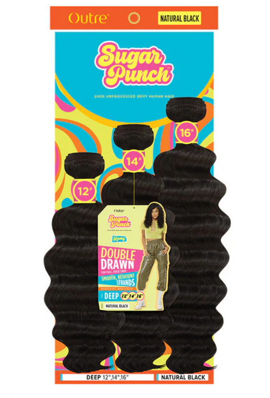 OUTRE - SUGAR PUNCH - 100% UNPROCESSED REMY HUMAN HAIR - DEEP- NAT/BLK
