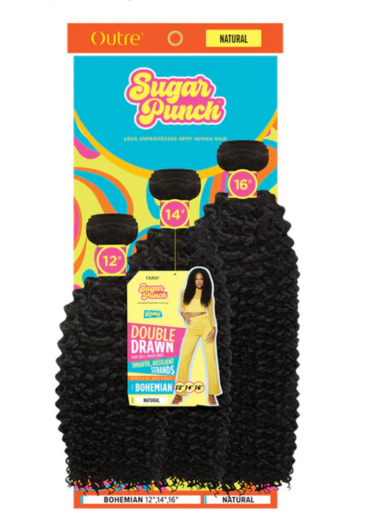 OUTRE - SUGAR PUNCH - 100% UNPROCESSED REMY HUMAN HAIR - BOHEMIAN- NAT/BLK