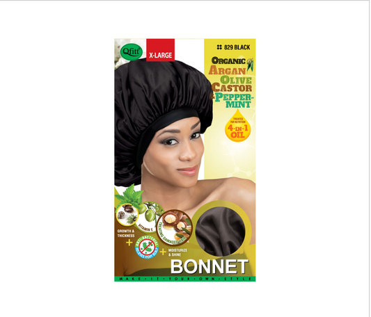 QFITT - ORGANIC ARGAN OLIVE CASTOR BONNET - BLACK - X-LARGE