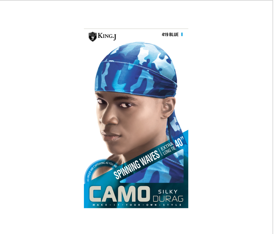KING J - CAMO - SPINNING WAVES - SILKY - DURAG - 40''