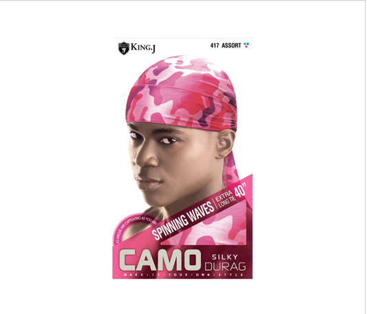 KING J - CAMO - SPINNING WAVES - SILKY - DURAG - 40''