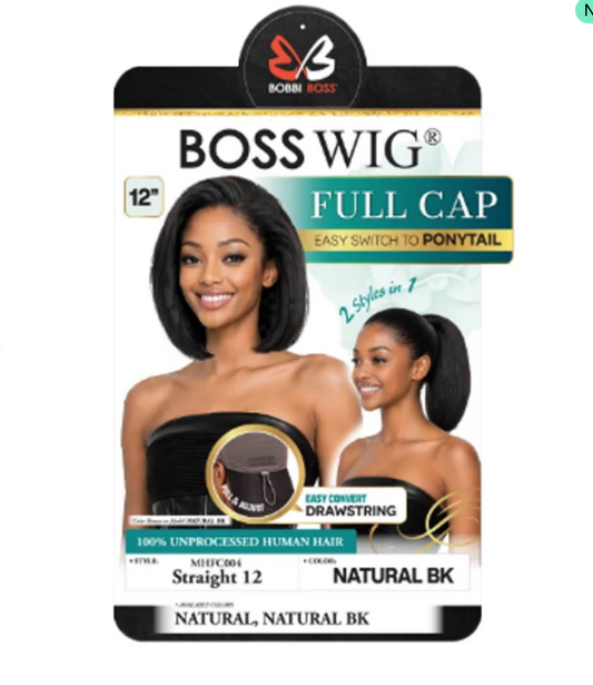 BOBBI BOSS - HUMAN HAIR - FULL CAP - MHF004 - STRAIGHT - 12''