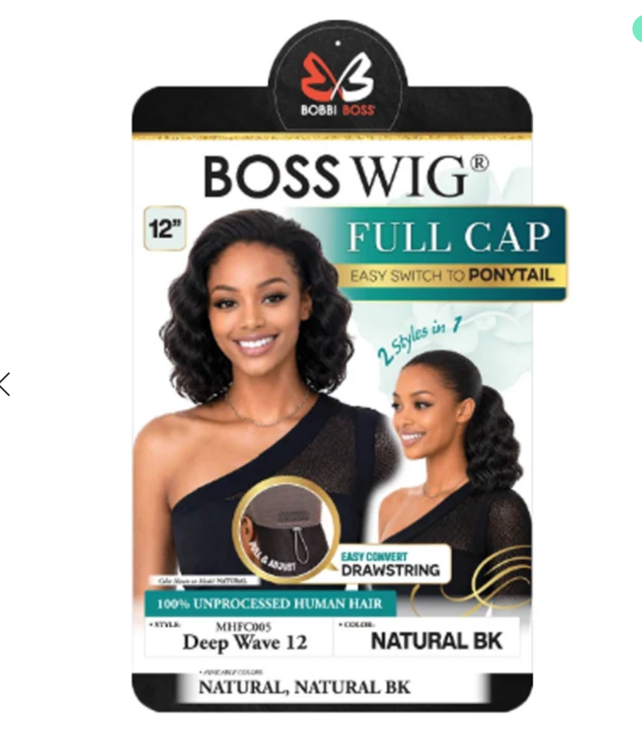 BOBBI BOSS - HUMAN HAIR - FULL CAP - MHF005 - DEEP WAVE - 12''