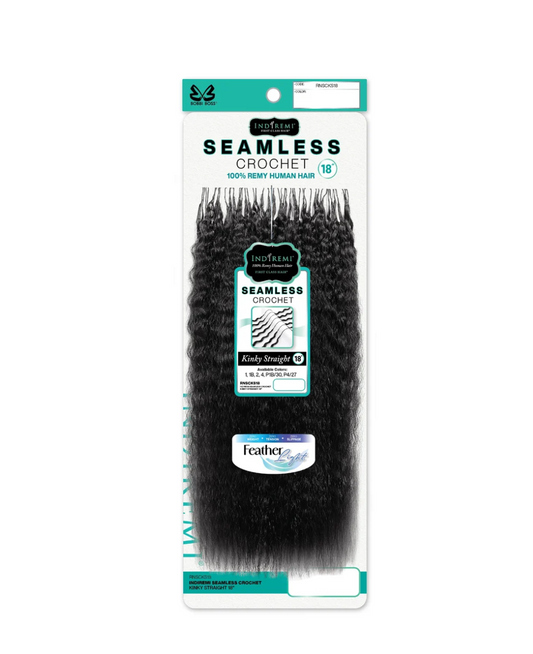 Bobbi Boss- Indi Remi Human Hair Seamless Crochet Braid - KINKY STRAIGHT - 18"