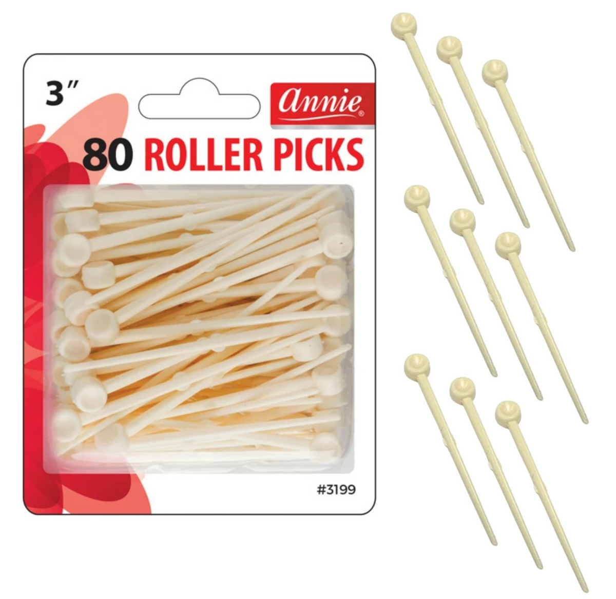 ANNIE PLASTIC ROLLER PICKS 3'' - 80PCS