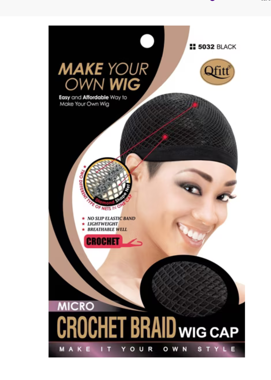 QFITT PREMIUM MICRO CROCHET BRAID WIG CAP BLACK
